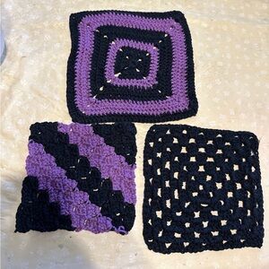 Handmade Crochet dish cloths in Black and Purple